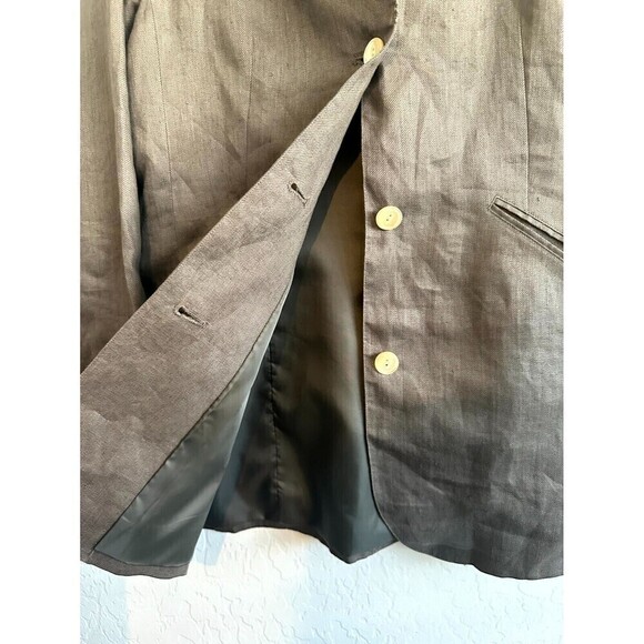 Talbots Regular Fit Linen Button-Up Blazer Jacket Women Size 8 Brown Long Sleeve - Picture 12 of 16